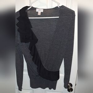 Grey ruffled sweater